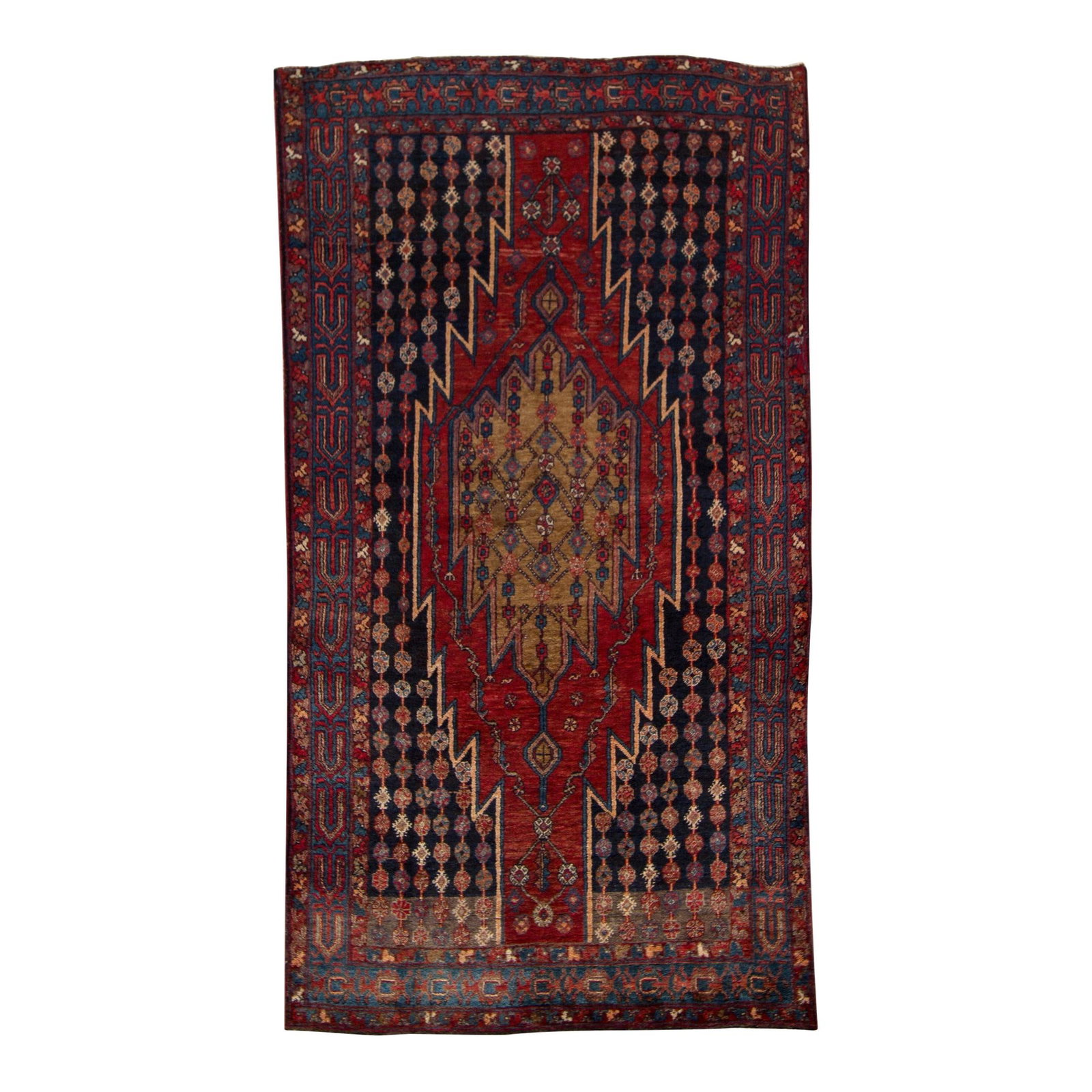 Vintage Persian Bidjar Handmade Wool Rug Red Medallion 4'4 x 8'1: Vintage Persian Bidjar Handmade Wool Rug Red Medallion 4'4 x 8'1 Discover this exquisite vintage Persian Bidjar rug, expertly hand-knotted from high-quality wool. Featuring a striking red field adorne
