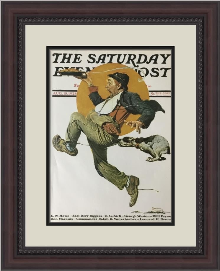 Norman Rockwell Hot Pursuit Custom Framed Americana Print: Norman Rockwell Hot Pursuit Custom Framed Americana Print This stunning custom framed print titled "Hot Pursuit" by renowned artist Norman Rockwell captures the essence of Americana. Produced in 1979,