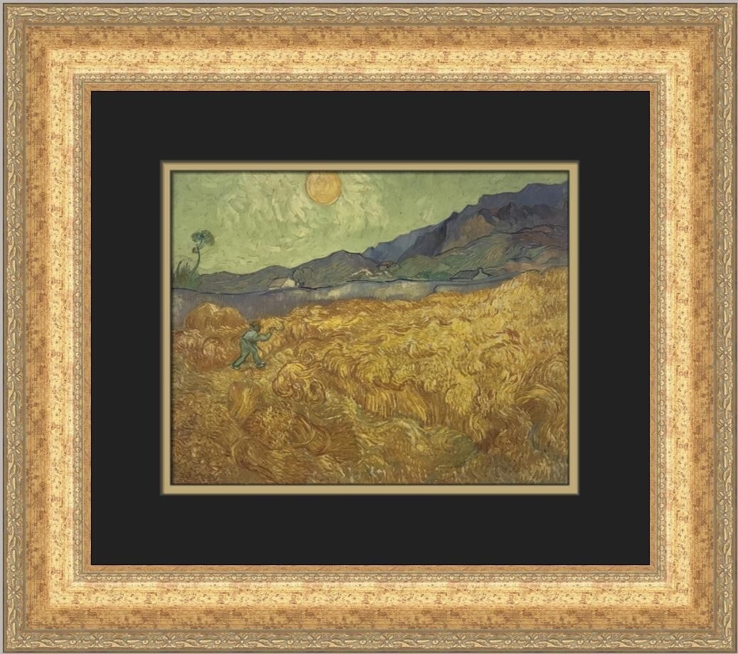 Vincent Van Gogh Wheat Field Custom Framed Print 19x17 Art: Vincent Van Gogh Wheat Field Custom Framed Print 19x17 Art This stunning custom framed print features Vincent Van Gogh's iconic artwork, "Wheat Field," showcasing a beautiful landscape in the expressi