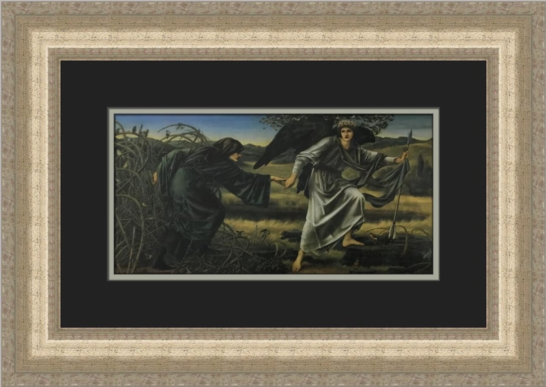 Edward Burne-Jones Love Leading The Pilgrim Custom Framed Art Print: Edward Burne-Jones Love Leading The Pilgrim Custom Framed Art Print This exquisite print titled "Love Leading The Pilgrim" by Edward Burne-Jones captures the essence of Aestheticism in a beautifully f
