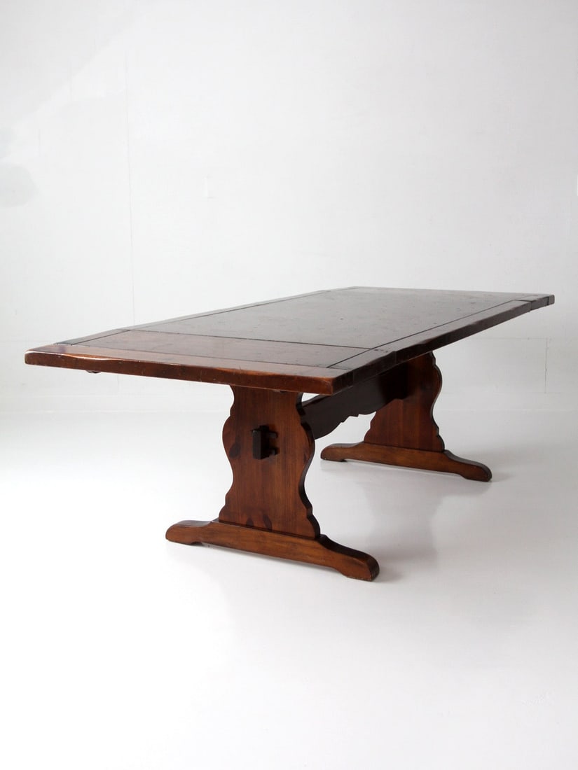 Spanish Influence Rectangular Trestle Dining Table With Extending Leaves - 11