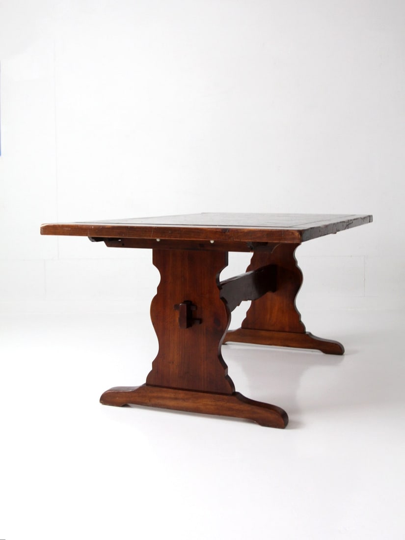 Spanish Influence Rectangular Trestle Dining Table With Extending Leaves - 2