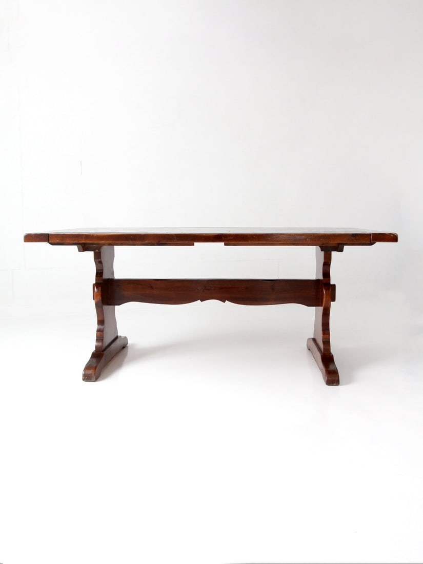 Spanish Influence Rectangular Trestle Dining Table With Extending Leaves - 4
