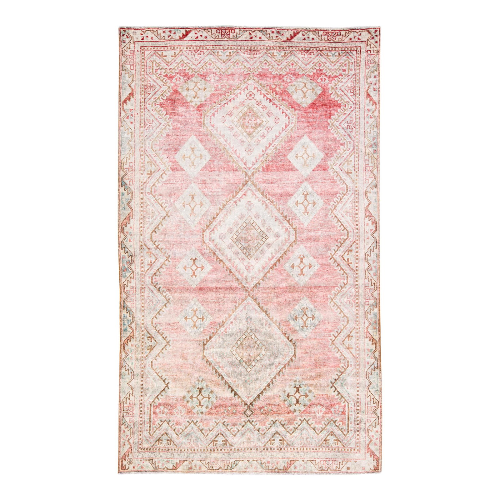 Vintage Persian Mahal Handmade Tribal Pink Wool Rug 5 x 8.25: Vintage Persian Mahal Handmade Tribal Pink Wool Rug 5 x 8.25 Transform your living space with this exquisite vintage Persian Mahal hand-knotted wool rug, showcasing a stunning pink field. Its design f