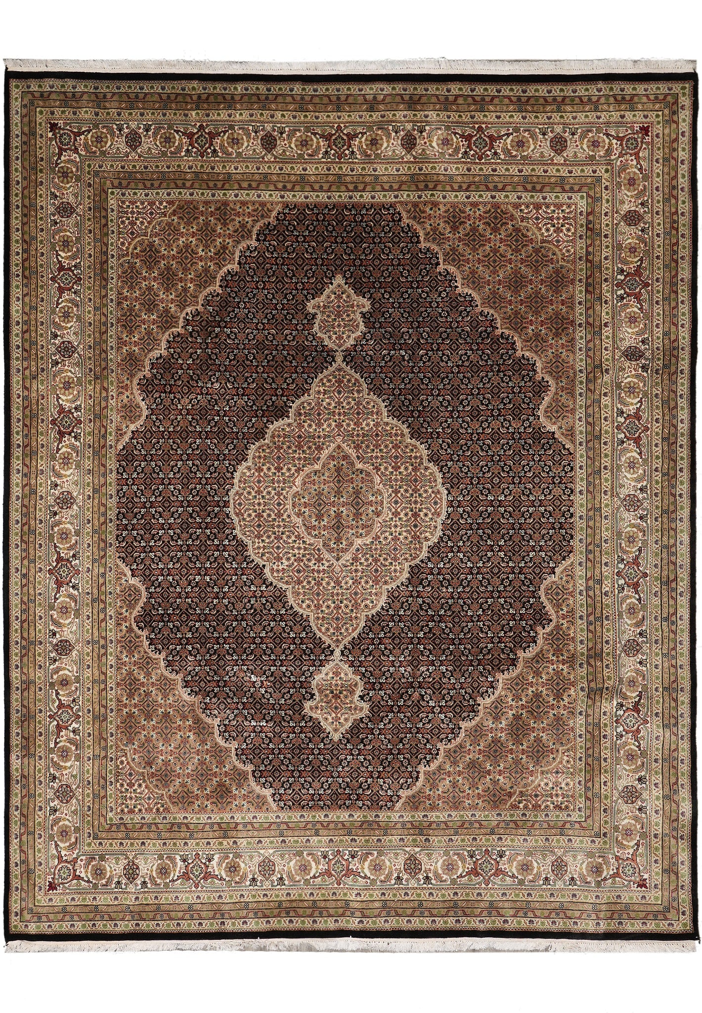 8.2 x 10.2 Tabriz Mahi Handmade Wool Silk Persian Rug Ruby Red: 8.2 x 10.2 Tabriz Mahi Handmade Wool Silk Persian Rug Ruby Red Free continental US Shipping This Tabriz Mahi rug is a finely crafted, handmade Persian carpet, renowned for its exceptional detail and t