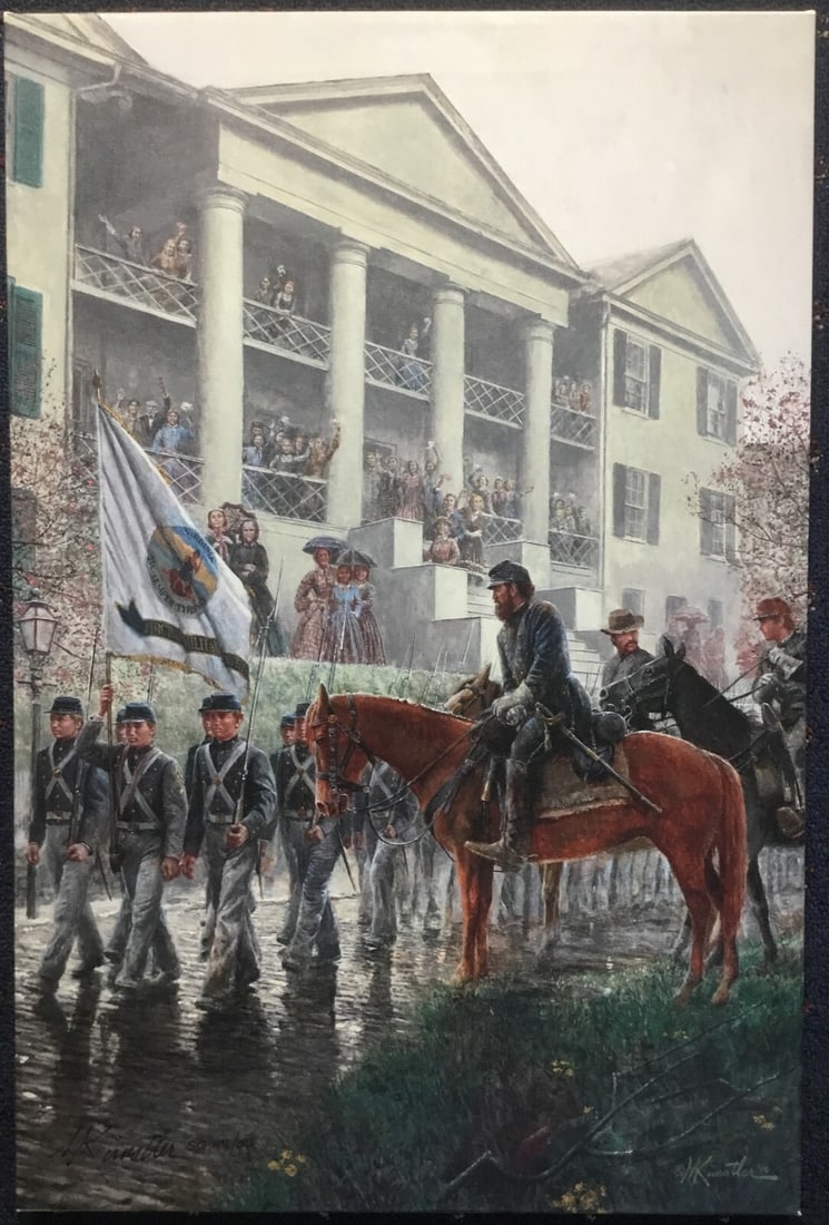 Mort Kunstler None To Caress Limited Edition Giclee Print Signed with COA: Mort Kunstler None To Caress Limited Edition Giclee Print Signed with COA This stunning artwork titled "None To Caress" by renowned artist Mort Kunstler captures a historical Civil War theme in a stri