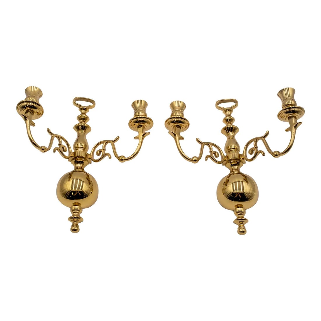 Colonial Williamsburg Style Vintage Brass Sconces Pair 2 Arm (1 of 8)