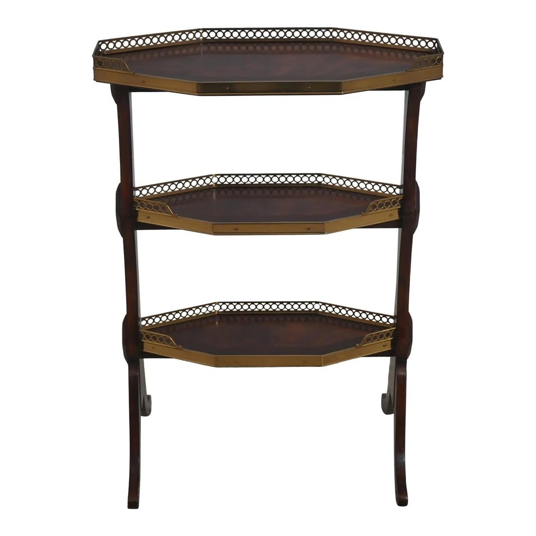 Regency Mahogany Occasional Table with Three Brass Gallery Tiers (1 of 10)