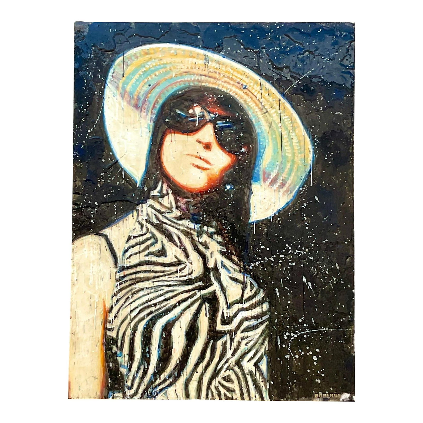 Sylvan Roberge Signed Encaustic Painting Glamour Girls Young Woman: Sylvan Roberge Signed Encaustic Painting Glamour Girls Young Woman Discover a stunning vintage painting by Canadian artist Sylvan Roberge, showcasing his unique encaustic and pigmented wax technique. 