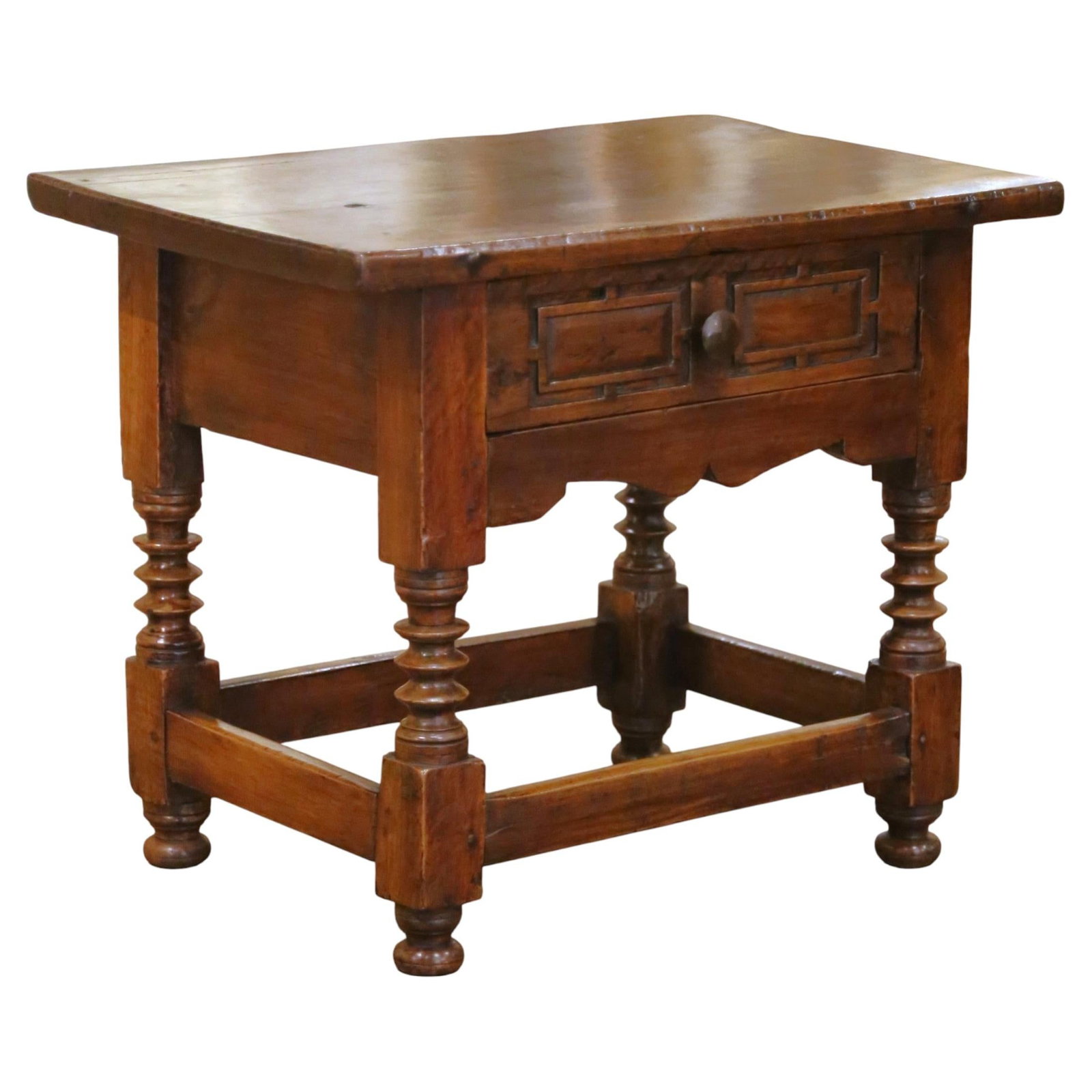 Spanish Baroque walnut side table circa 1780 with drawer (1 of 16)