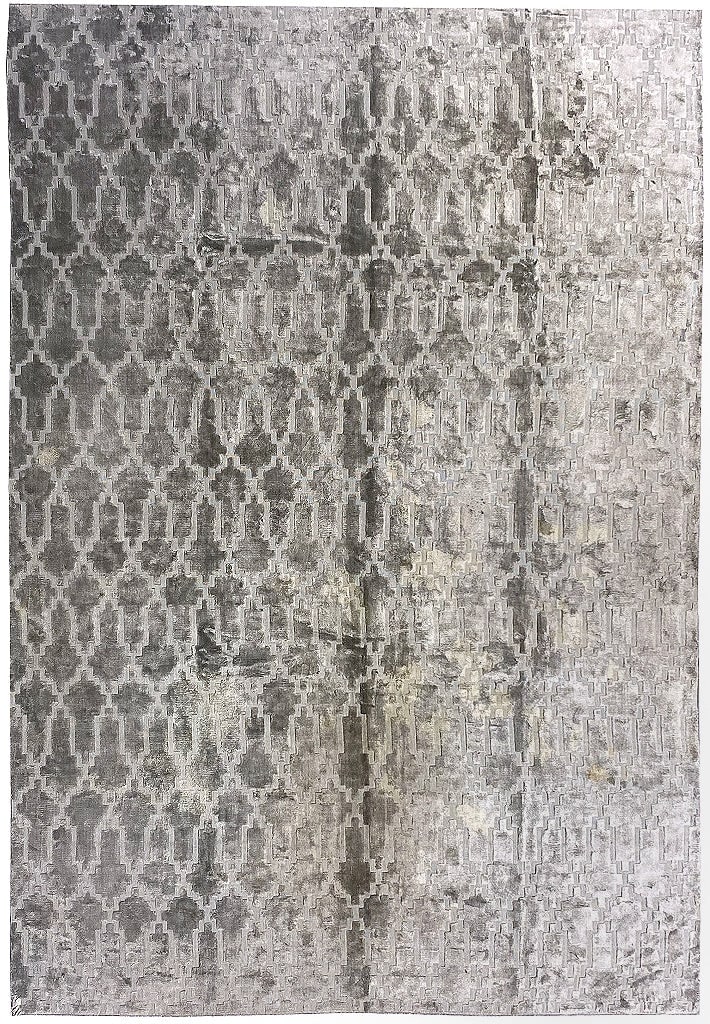 9.3 x 12.1 Handmade Bamboo Silk Rug in Grayish Green: 9.3 x 12.1 Handmade Bamboo Silk Rug in Grayish Green Free continental US Shipping Elevate your home decor with this exquisite 9.3' x 12.1' Handmade Contemporary Bamboo Silk Rug. This solid color rug s