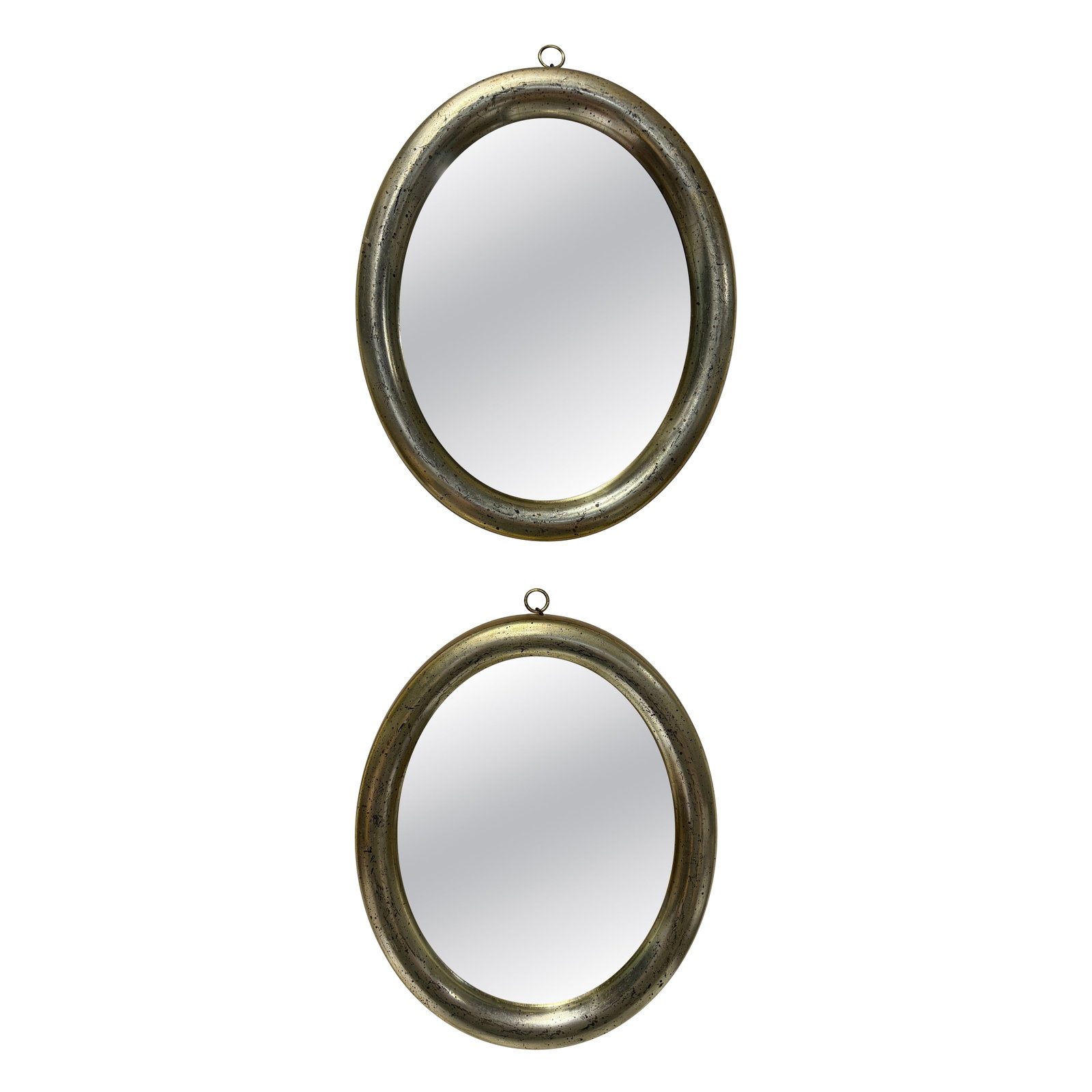 Set of 2 Borghese oval giltwood wall mirrors Art Deco Italy (1 of 8)