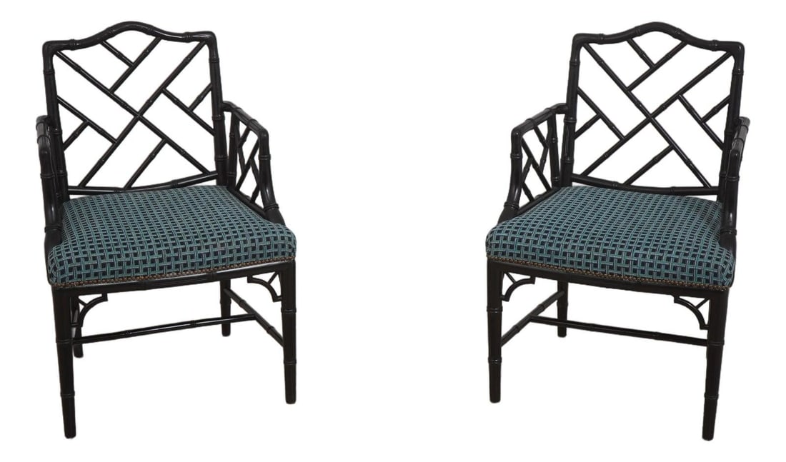 Pair of faux bamboo armchairs in Chinese Chippendale style (1 of 10)
