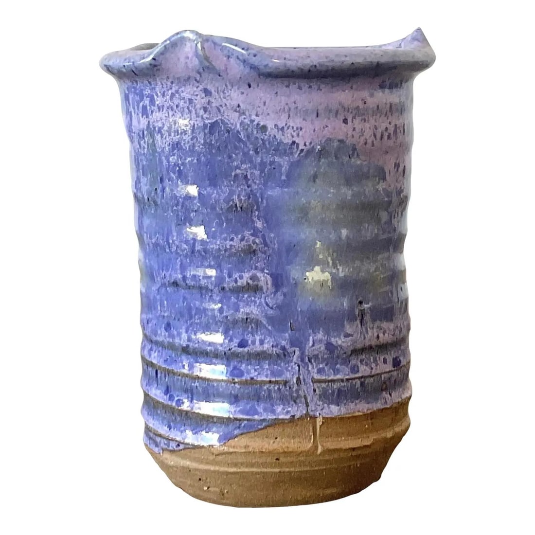 Signed Kaplan Stoneware Studio Vase with Drip Glaze (1 of 10)