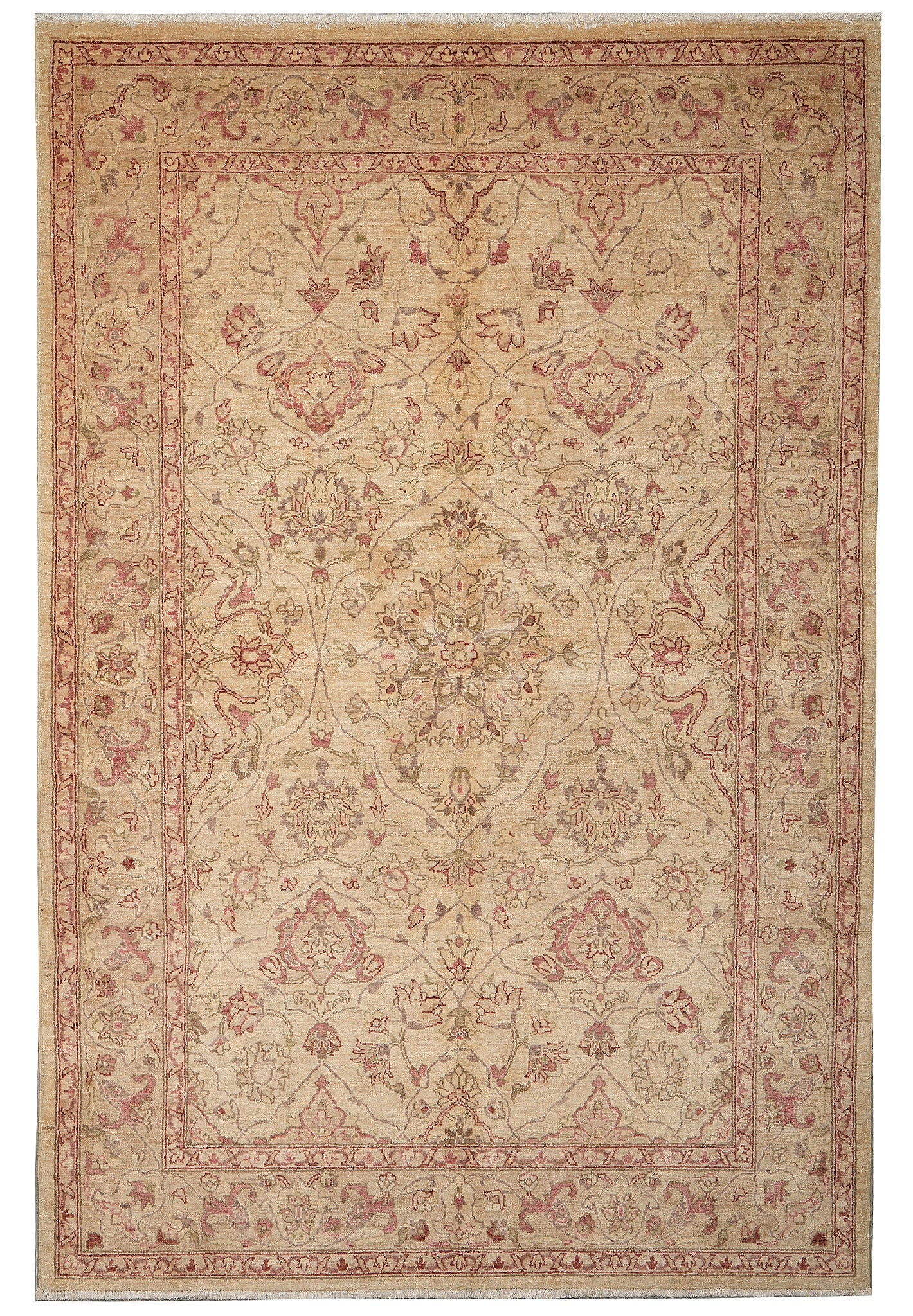 6 x 9 Zigler Chobi Peshawar Hand Knotted Neutral Rug: 6 x 9 Zigler Chobi Peshawar Hand Knotted Neutral Rug Free continental US Shipping This hand-knotted Zigler Chobi Peshawar rug features a sophisticated blend of neutral tones with intricate floral and 