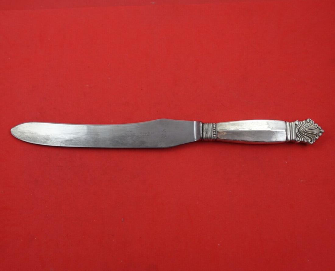 Georg Jensen Acanthus Sterling Silver Roast Carving Knife 12 Inch: Georg Jensen Acanthus Sterling Silver Roast Carving Knife 12 Inch This exquisite roast carving knife is part of the Acanthus pattern by Georg Jensen, crafted from high-quality sterling silver with a .