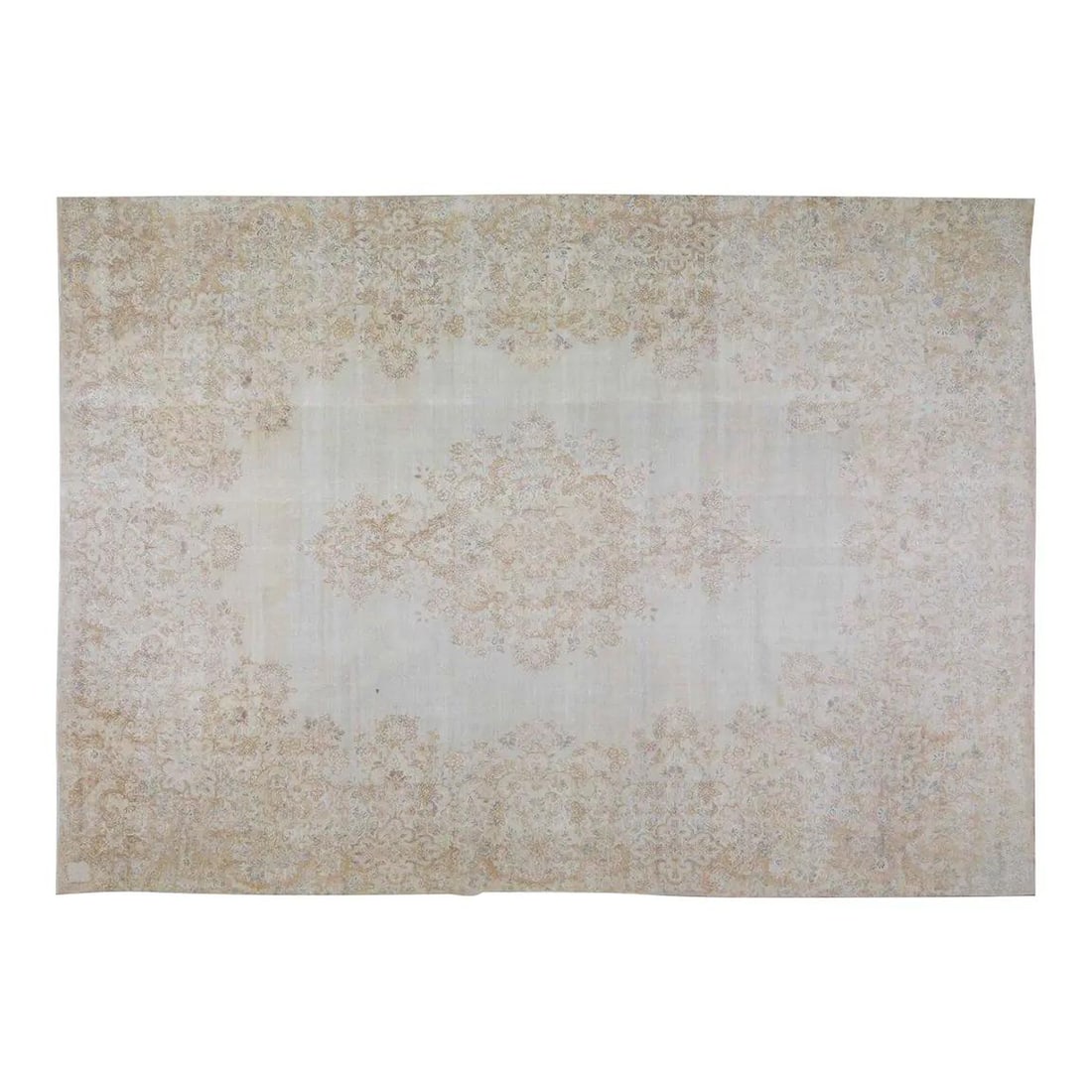 Hand-Knotted Wool Area Rug in Tan 9'8" x 13'7" Vintage Style (1 of 6)