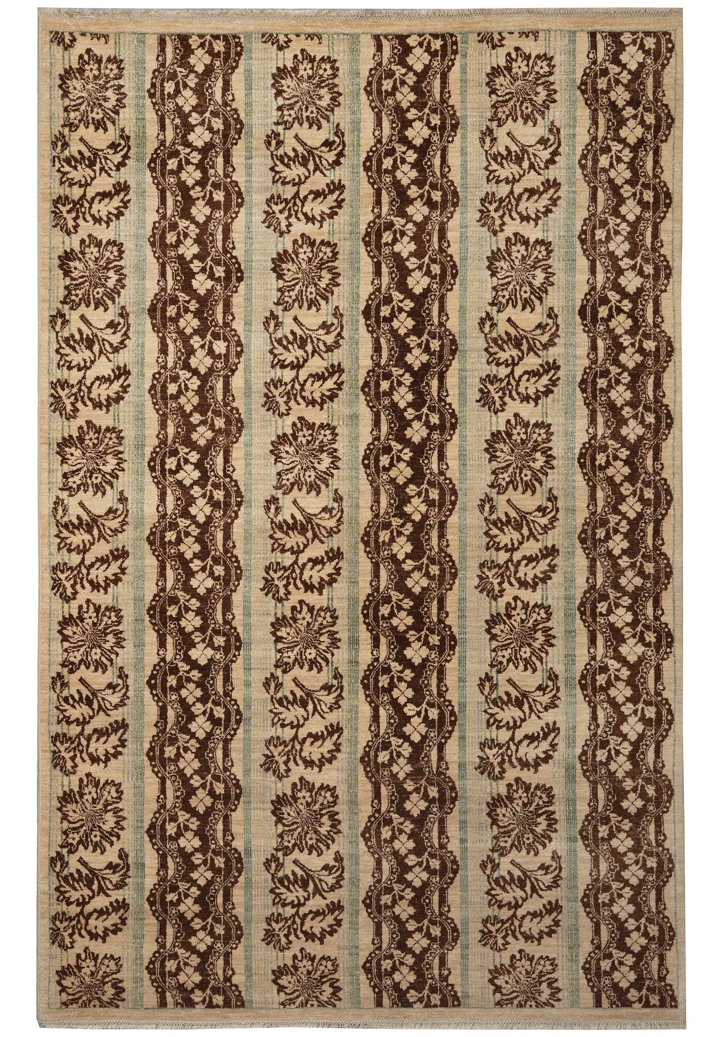 6' x 9' Hand-Knotted Transitional Wool Area Rug: 6' x 9' Hand-Knotted Transitional Wool Area Rug Free continental US Shipping Enhance your living space with this elegant 6' x 9' Traditional Chobi Rug, showcasing exquisite craftsmanship and timeless 