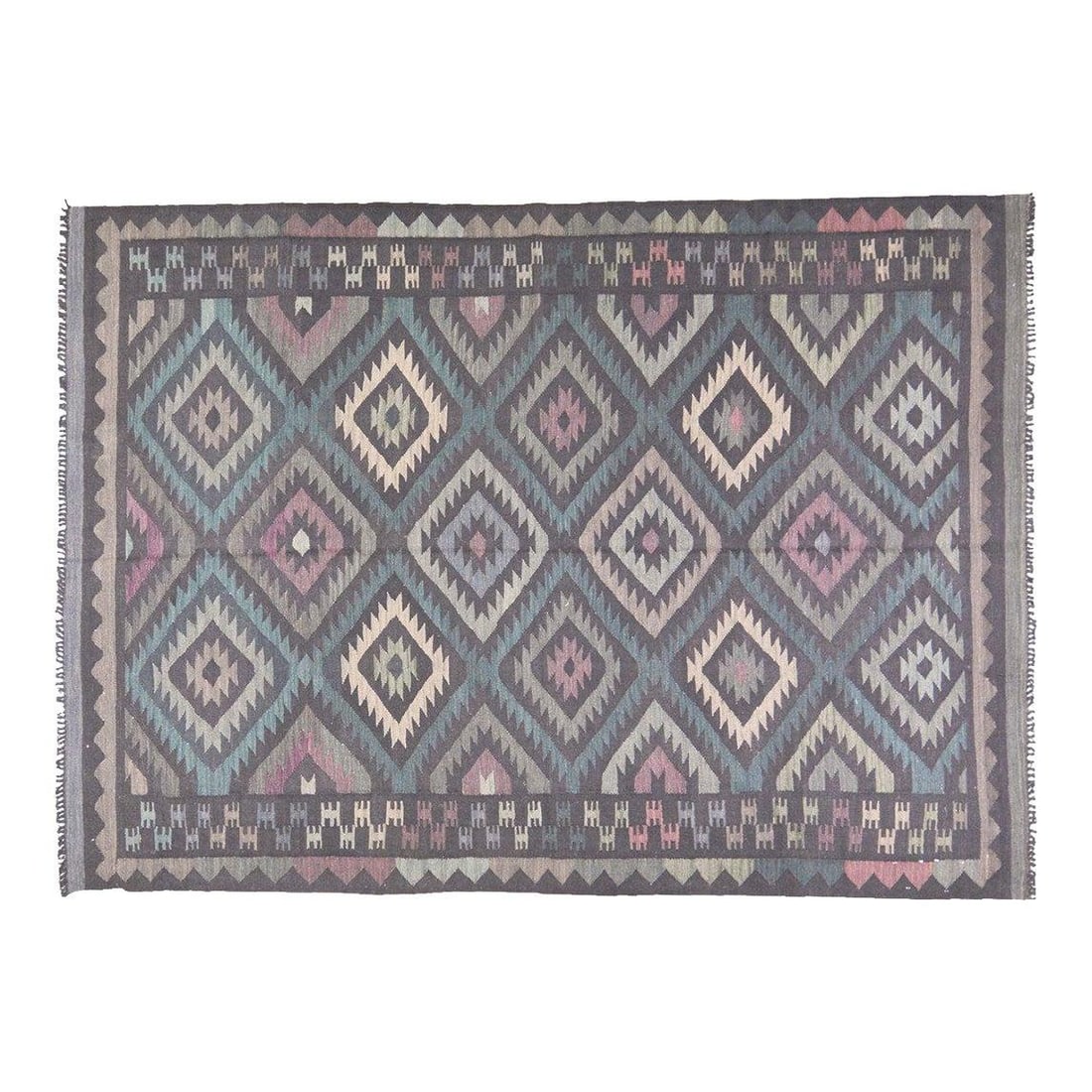 Wool Flatweave Kilim Rug in Tan 5'9 x 8'5 Afghan Maimana Style: Wool Flatweave Kilim Rug in Tan 5'9 x 8'5 Afghan Maimana Style This Afghan Maimana flatweave kilim rug is crafted from wool using traditional rug-making techniques. The rug showcases timeless craftsma