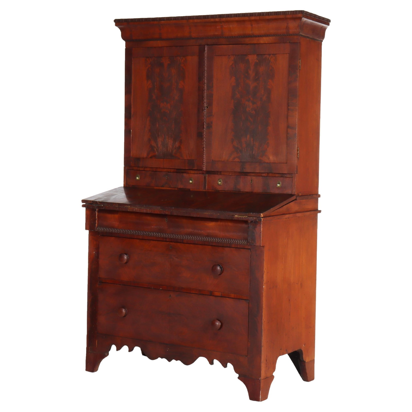Empire Period Flame Mahogany Secretary Desk Circa 1840 (1 of 18)