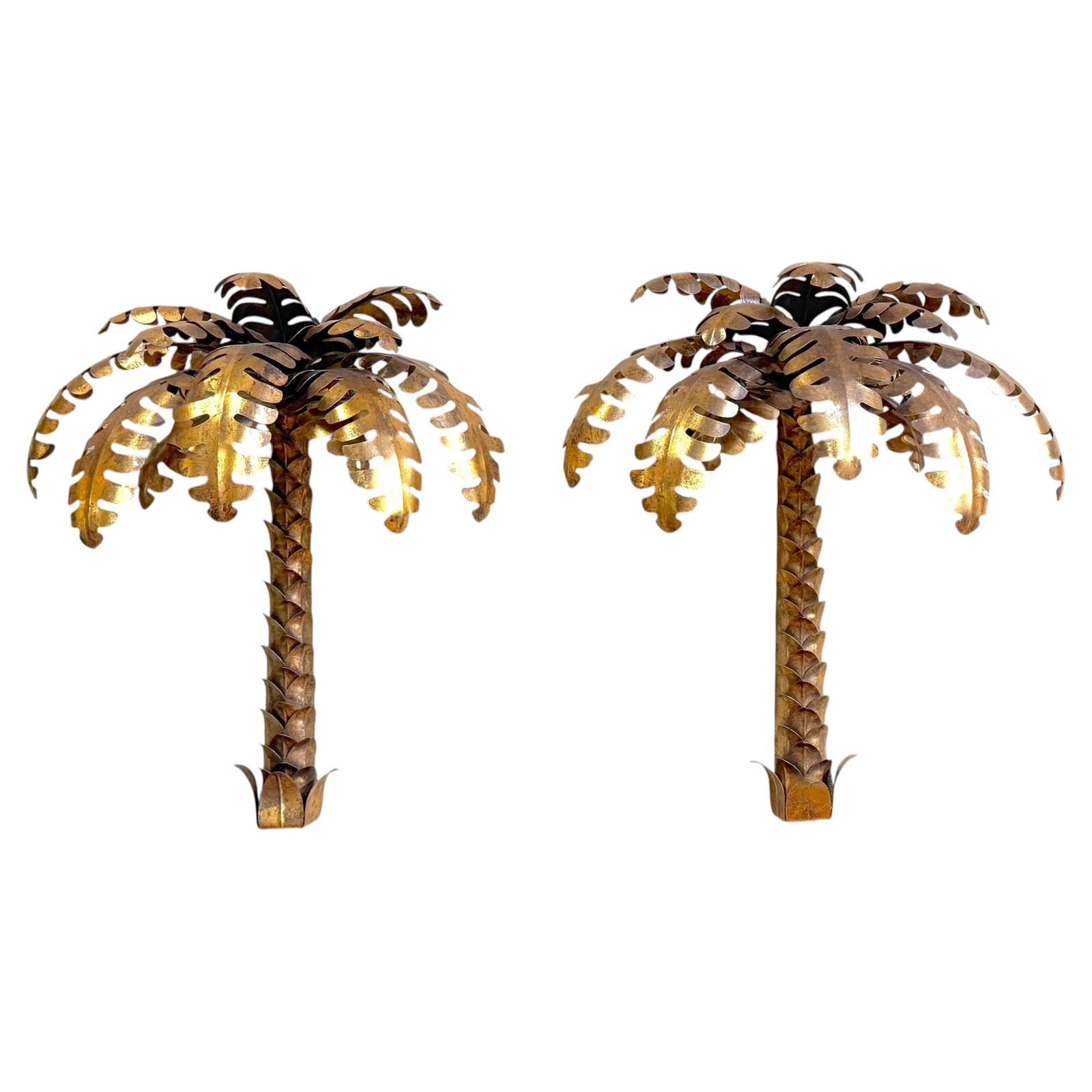 Maison Jansen Palm Tree Wall Sconce Pair Gilt Metal France (1 of 15)