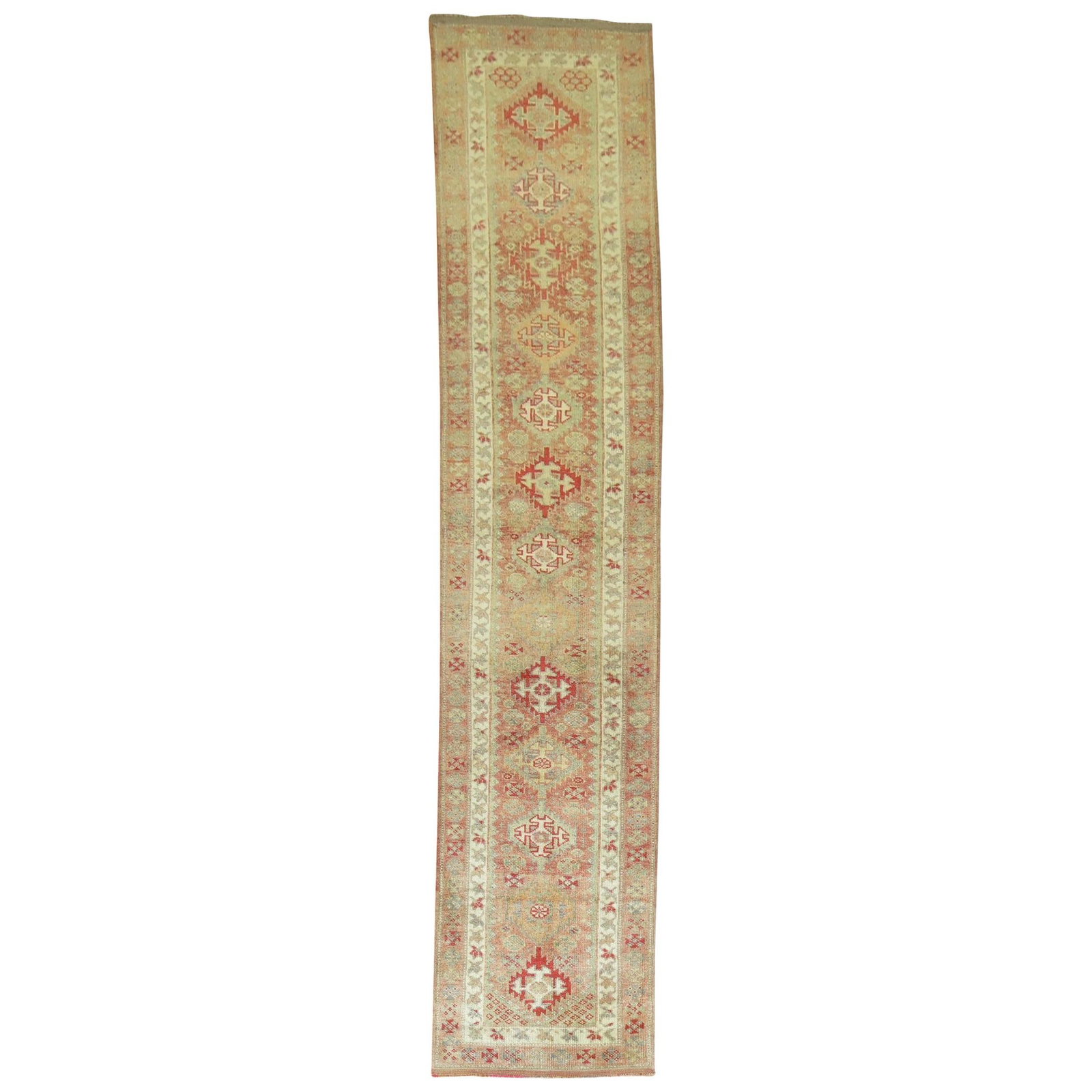 Oushak Wool Turkish Runner Pink Background 2'8 x 12'7 (1 of 5)