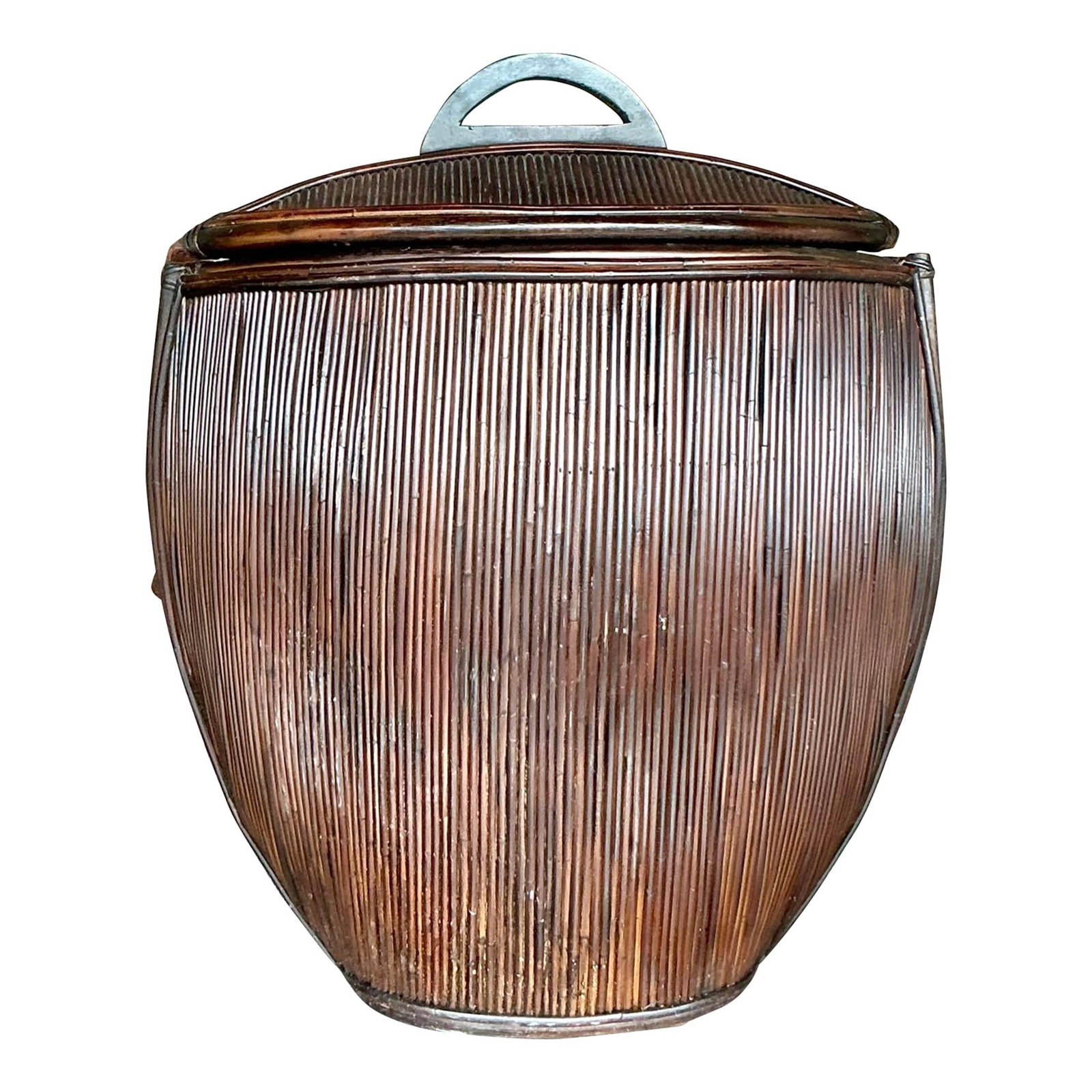 Vintage Coastal Pencil Reed Lidded Basket Sienna 35x35 (1 of 2)