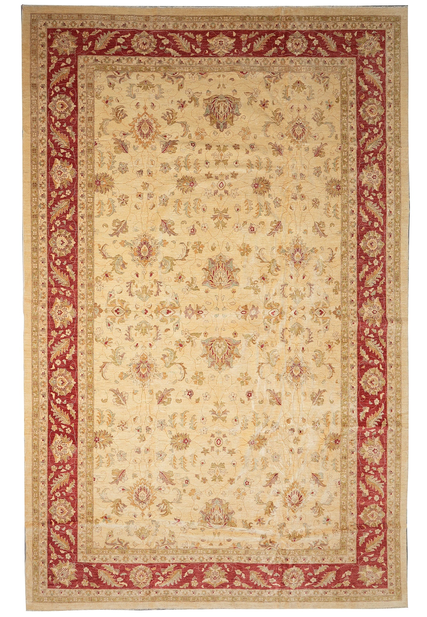 13 x 20 Natural Wool Chobi Peshawar Rug Beige Coral: 13 x 20 Natural Wool Chobi Peshawar Rug Beige Coral Free continental US Shipping This is a 13 x 20.2 Natural Quality Wool Chobi Peshawar Rug in Beige Coral. It is described as a hand-knotted Persian r