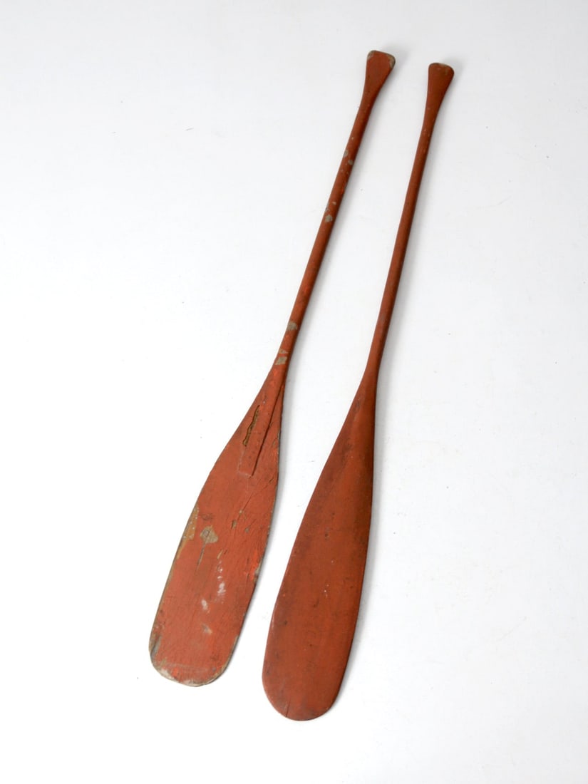 USNS General Alexander M Patch Wooden Oar Pair: USNS General Alexander M Patch Wooden Oar Pair This pair of vintage US Navy wooden oars originates from the USNS General Alexander M. Patch. Each oar features worn red painted surfaces with exposed wo