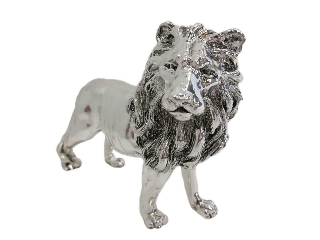 Italian Handmade Silver Plated Fierce Lion King Figurine 3.5" (1 of 3)
