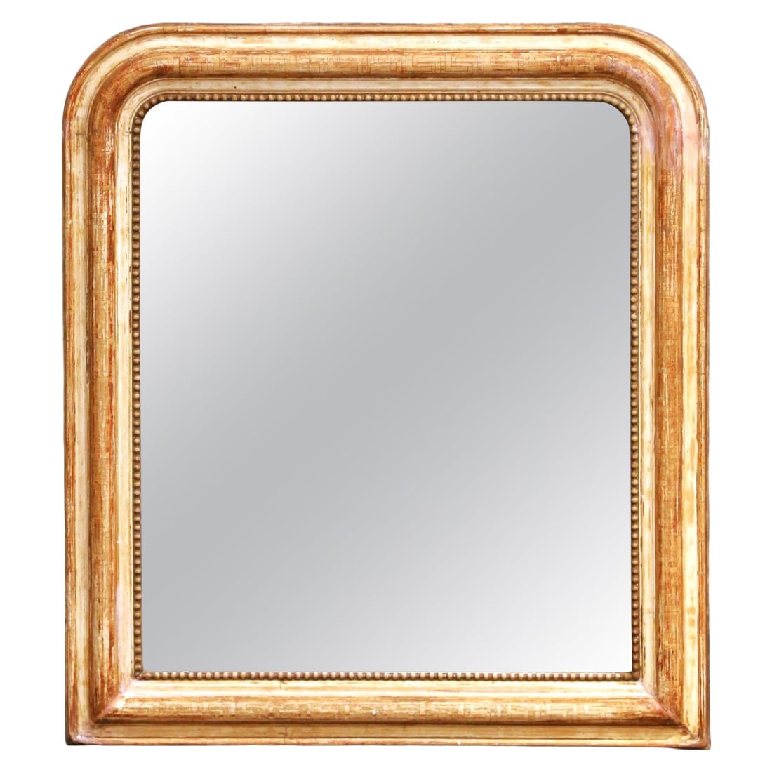 French Louis Philippe Giltwood Wall Mirror with Mercury Glass: French Louis Philippe Giltwood Wall Mirror with Mercury Glass This elegant 19th century French wall mirror is crafted in the classic Louis Philippe style, dating to around 1870. The rectangular frame 