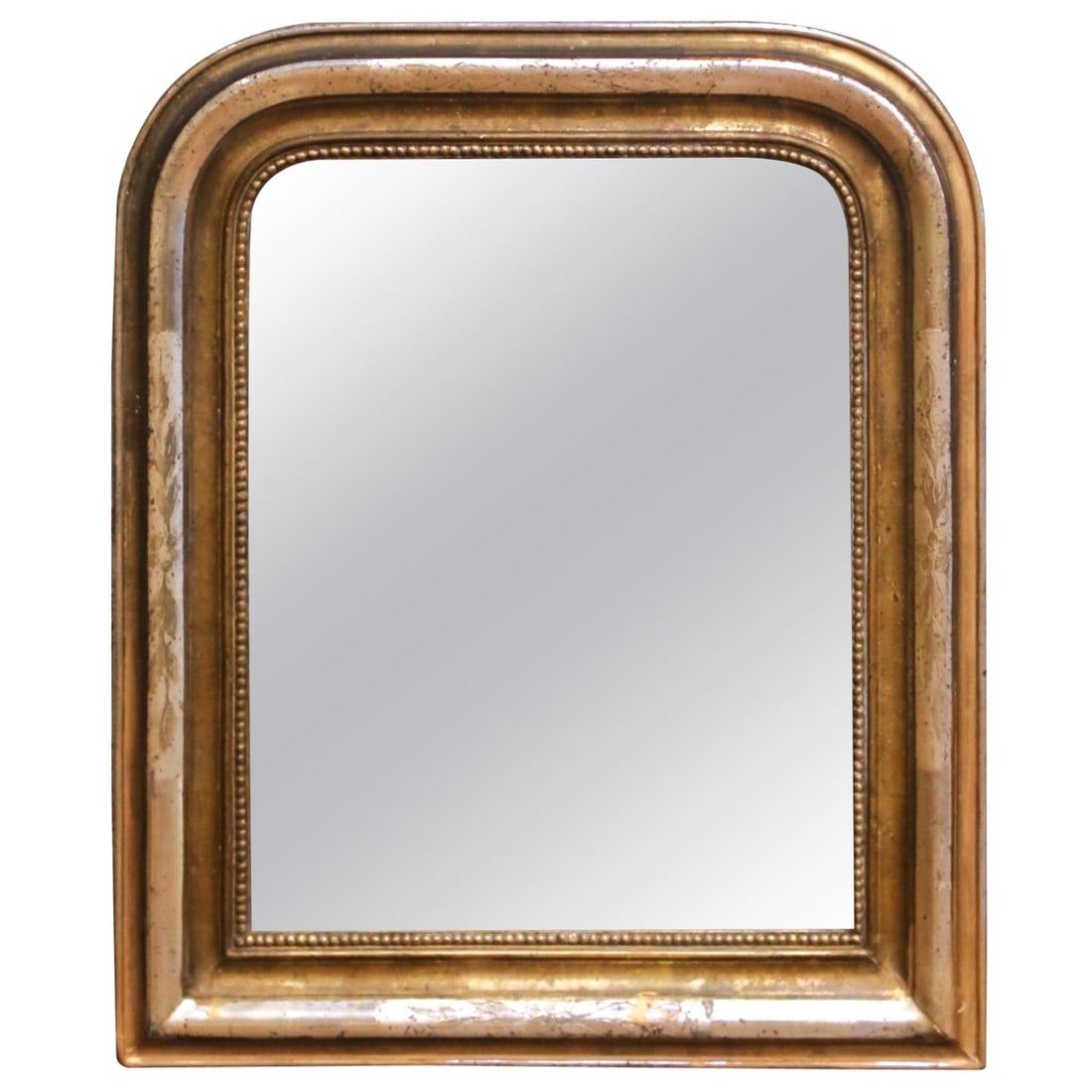 Antique Louis Philippe French Giltwood Mirror With Arched Top Circa 1870: Antique Louis Philippe French Giltwood Mirror With Arched Top Circa 1870 This 19th-century French Louis Philippe wall mirror features a hand-carved giltwood frame with an arched top and softly rounded