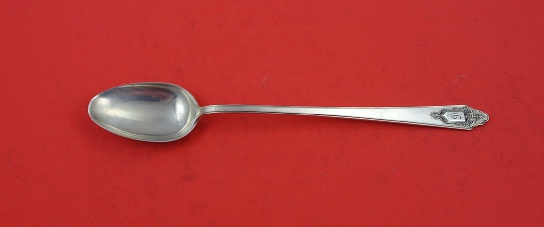 Lunt Granado Sterling Silver Iced Tea Spoon Monogrammed 7 5/8": Lunt Granado Sterling Silver Iced Tea Spoon Monogrammed 7 5/8" Discover the elegance of the Granado Iced Tea Spoon by Lunt, crafted from high-quality sterling silver. This exquisite spoon measures 7 5