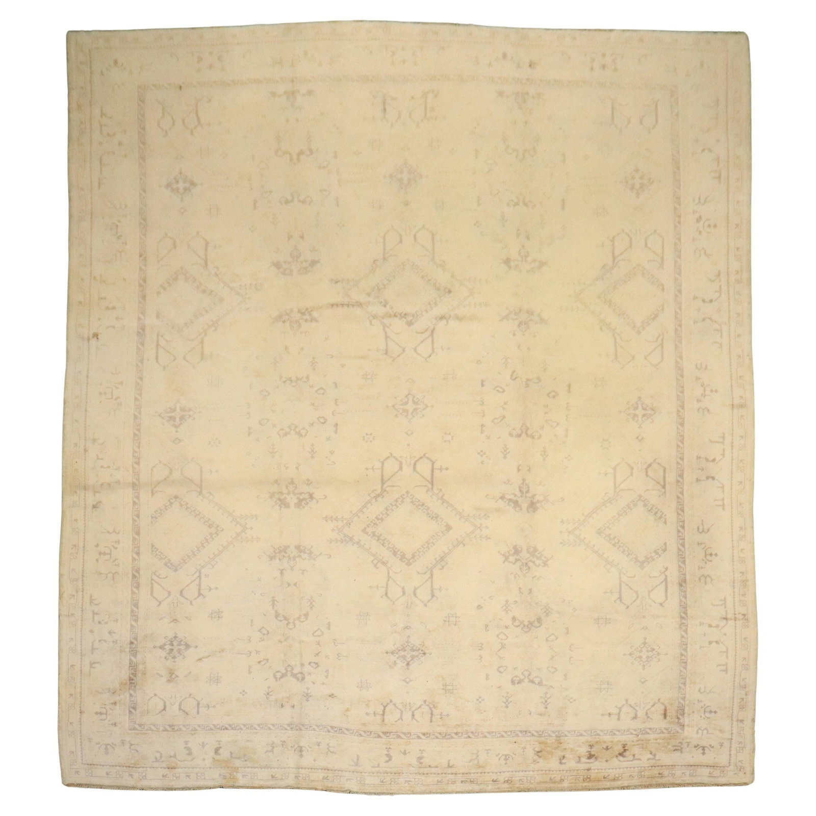 Zabihi Collection 13'5" x 17'4" Hand-Woven Turkish Oushak Rug: Zabihi Collection 13'5" x 17'4" Hand-Woven Turkish Oushak Rug Discover the elegance of the Zabihi Collection Oversize Square Turkish Oushak Rug, a stunning piece that embodies mid-20th-century craftsm