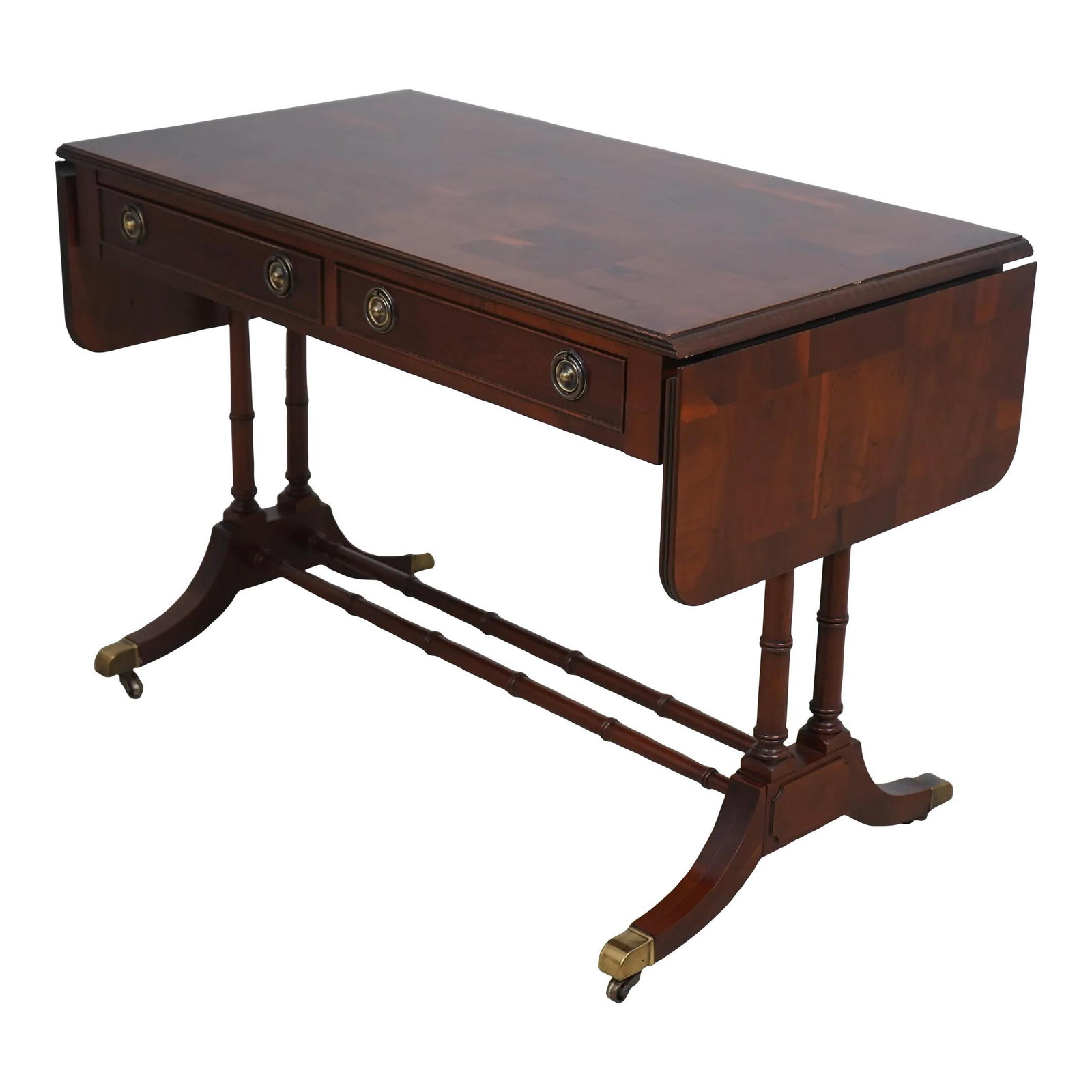 Hekman Yew Wood English Drop Leaf Sofa Table with Dovetailed Drawer (1 of 10)