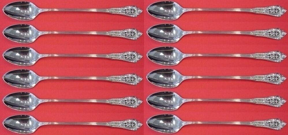 Wallace Rose Point Sterling Silver Iced Tea Spoon Set of 12 7 5/8 Inch: Wallace Rose Point Sterling Silver Iced Tea Spoon Set of 12 7 5/8 Inch Enhance your dining experience with this exquisite set of 12 Rose Point iced tea spoons by Wallace. Crafted from high-quality ste