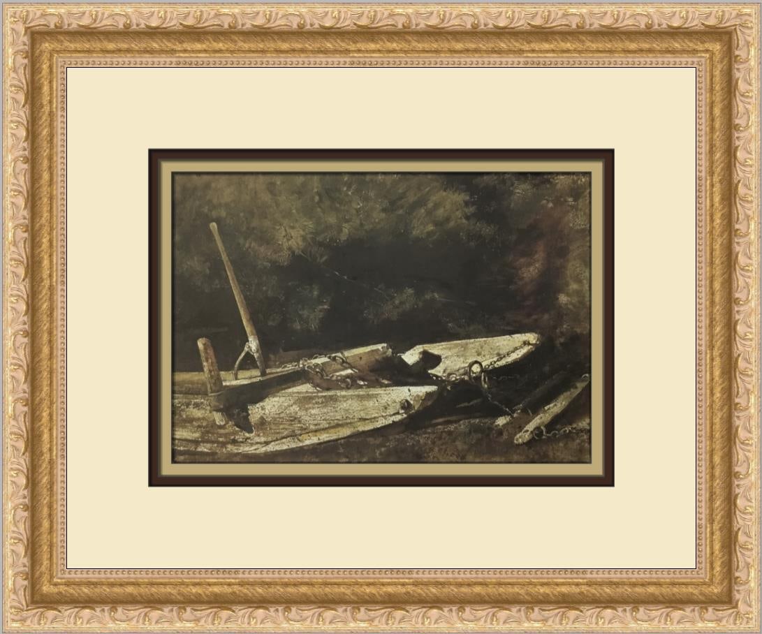 Andrew Wyeth Logging Scoot Framed Offset Lithograph Print 12 x 14 (1 of 2)