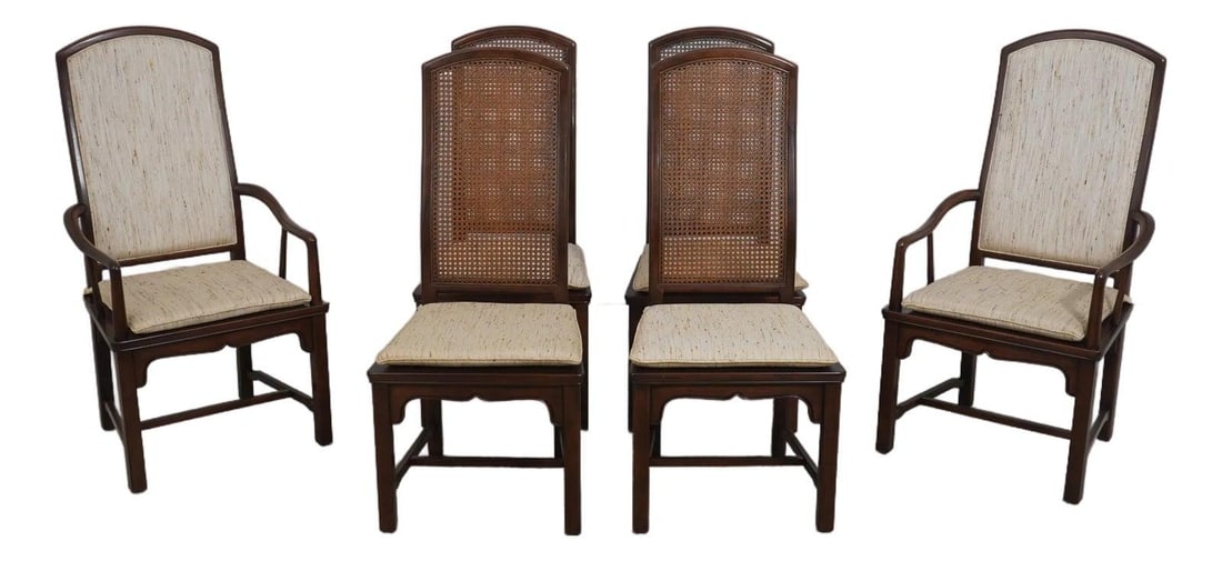Set of 6 Henredon Asian Mid Century Modern Dining Chairs: Set of 6 Henredon Asian Mid Century Modern Dining Chairs This set of six Henredon Mid Century Modern Asian dining chairs showcases quality craftsmanship and a timeless design inspired by Asian aesthet