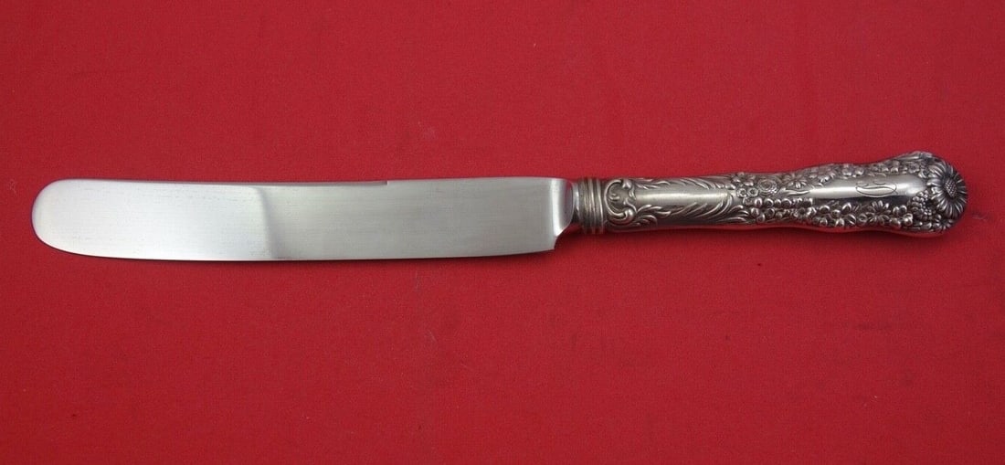 Dominick and Haff Number 10 Sterling Silver Dinner Knife Replaced Blade 9 1/2: Dominick and Haff Number 10 Sterling Silver Dinner Knife Replaced Blade 9 1/2 A dinner knife in the Number 10 pattern by Dominick & Haff, featuring a sterling silver hollow handle with a replaced stai