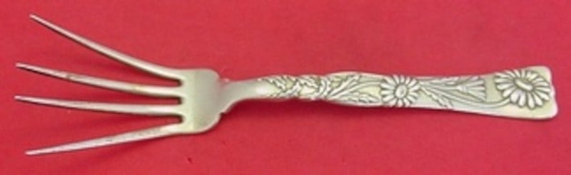 Tiffany Co Vine Sterling Silver Serving Fork 8 Inch Daisy Handle Monogrammed (1 of 2)