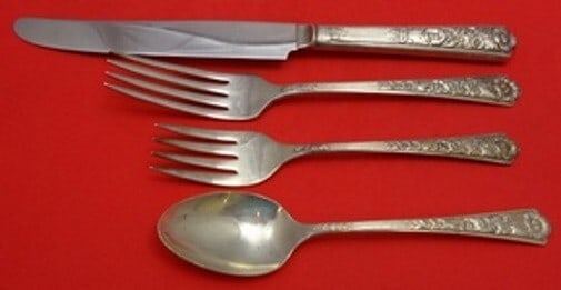 Century Sterling Royal Rose 4-Piece Sterling Silver Place Setting: Century Sterling Royal Rose 4-Piece Sterling Silver Place Setting This elegant 4-piece place setting from the Royal Rose pattern by Century Sterling is crafted from high-quality sterling silver, refle