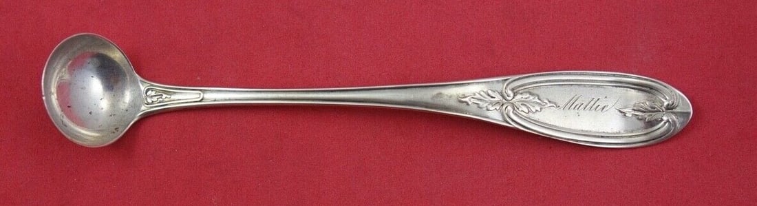 Olive Pattern Sterling Silver Mustard Ladle by Thomas Steele 5 3/4 in (1 of 2)