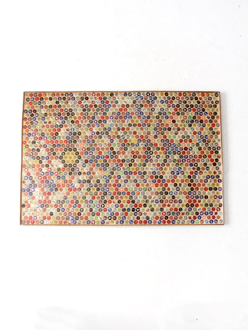 Handcrafted Vintage Beer Bottle Cap Mosaic Wall Art Tabletop 48x32.125 (1 of 14)