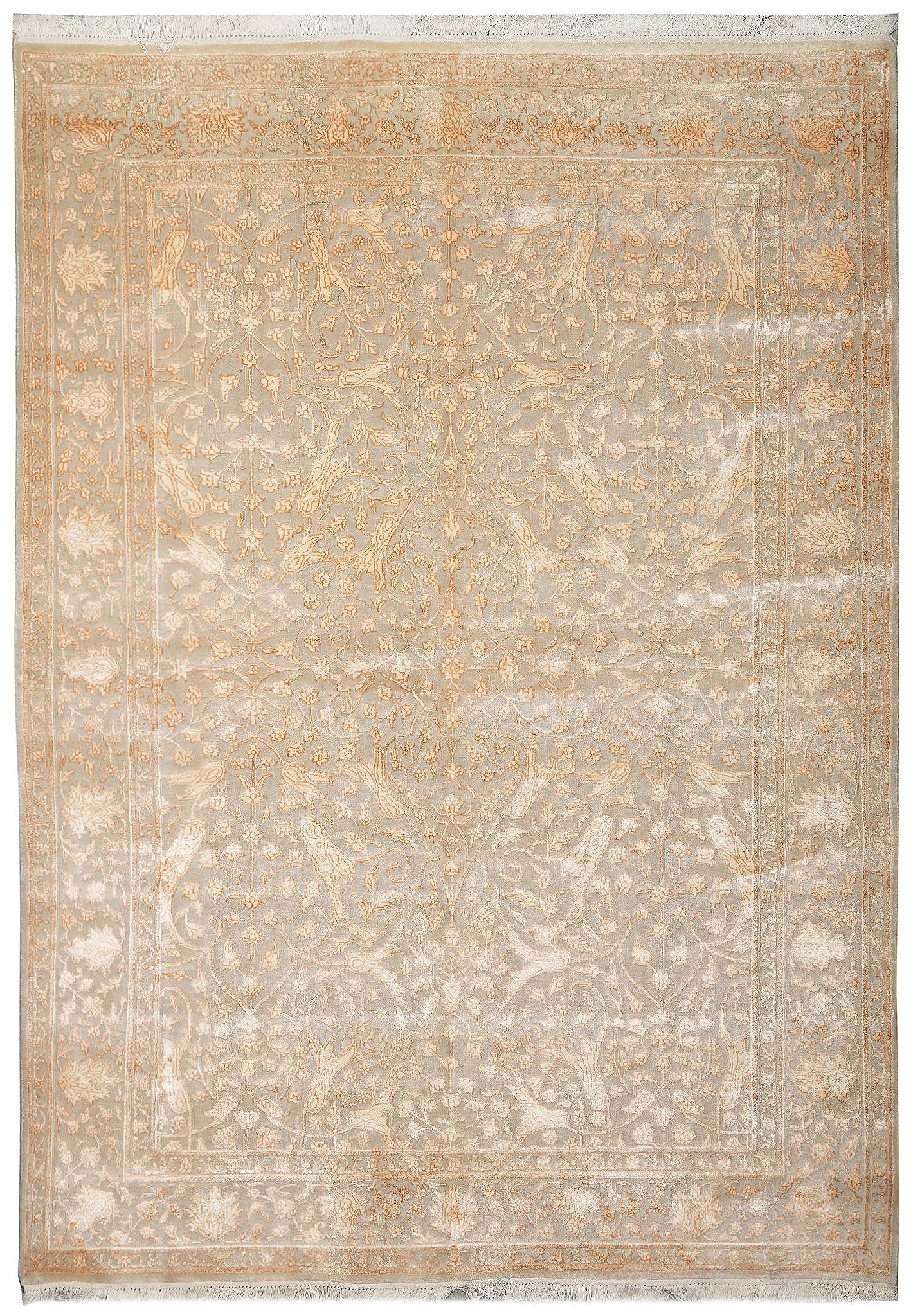 5.6 x 7.6 Indian Hand-Knotted Wool and Silk Transitional Rug (1 of 13)
