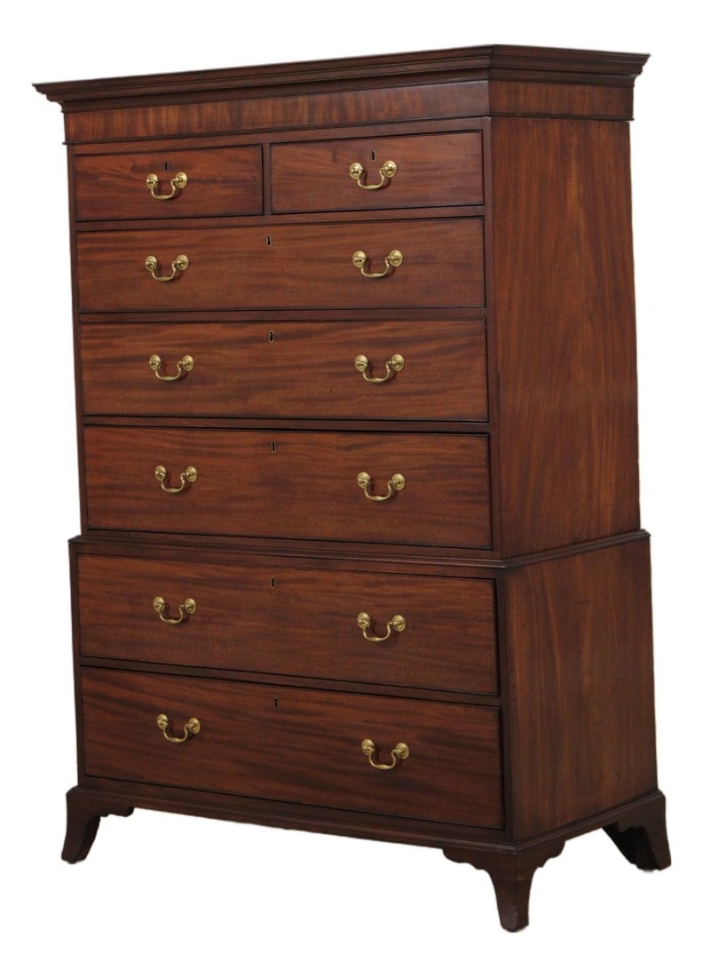 Early 19th Century Mahogany Chippendale Chest on Chest (1 of 10)