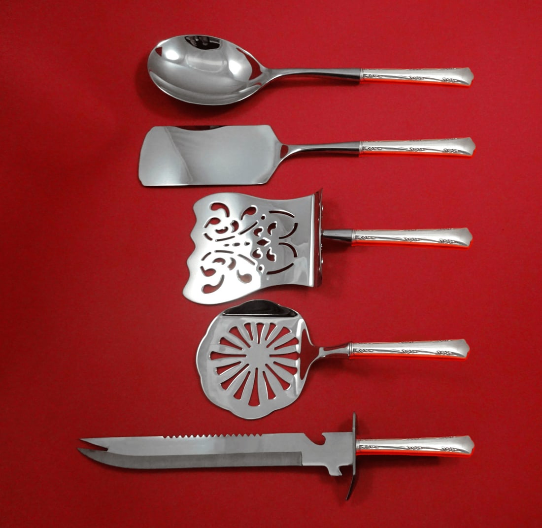 Gorham Greenbrier Sterling Silver 5-Piece Brunch Serving Set Custom Made: Gorham Greenbrier Sterling Silver 5-Piece Brunch Serving Set Custom Made Elevate your brunch gatherings with this exquisite 5-piece serving set from Gorham's Greenbrier pattern. Crafted in sterling si
