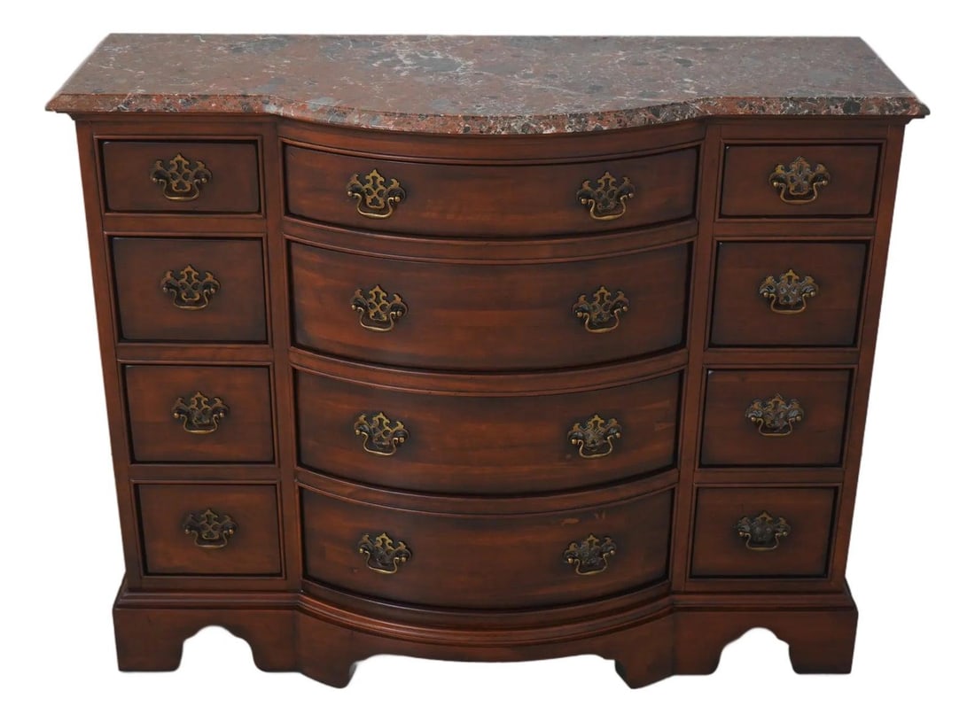Century Cherry 12 Drawer Console with Marble Top and Brass Hardware (1 of 10)