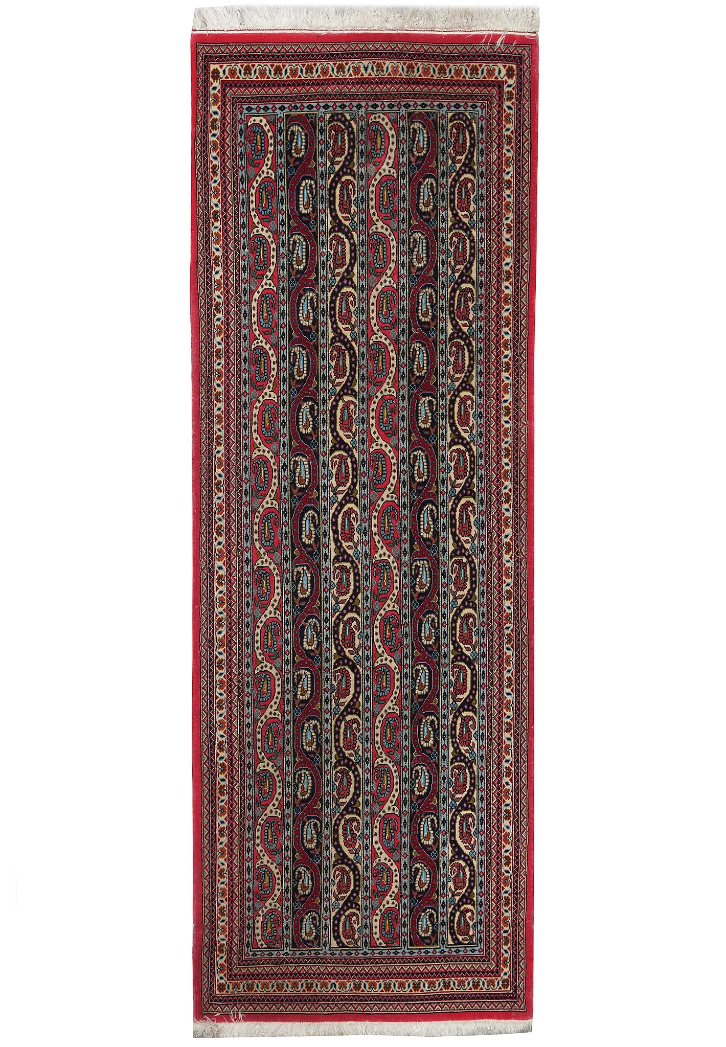 Authentic Persian Qom Kork Wool Fine Weave Runner 2 x 6: Authentic Persian Qom Kork Wool Fine Weave Runner 2 x 6 Free continental US Shipping This is a finely woven authentic Persian Qom runner crafted from high-quality kork wool. The rug features a traditi