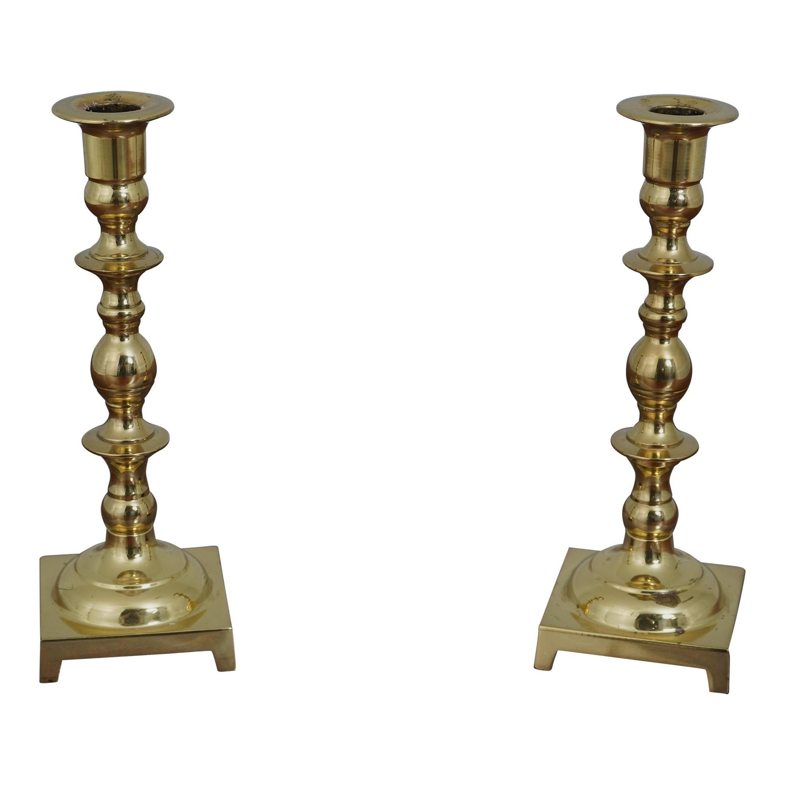Elegant 18th Century Colonial Style Brass Candlestick Pair (1 of 8)