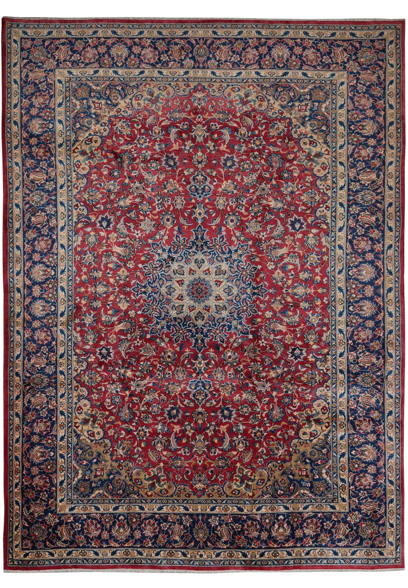 Persian Najafabad Hand Knotted Wool Medallion Rug 9.4 x 12.8: Persian Najafabad Hand Knotted Wool Medallion Rug 9.4 x 12.8 Free continental US Shipping This is a genuine Persian Najafabad rug with a traditional medallion floral design and curvilinear patterns. H